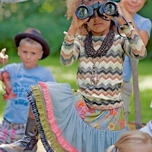 SOLD Girls Matilda Jane Field Trip Alex Tee Sz 6 Chevron Long Sleeve Shirt Knit